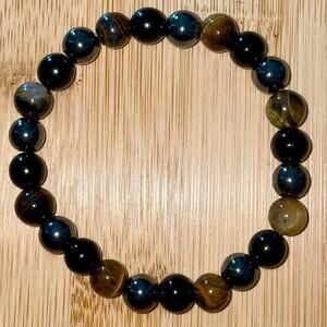 3x Protection Obsidian, Hematite & Yellow Brown Tiger Eye Stone Bracelet Unisex